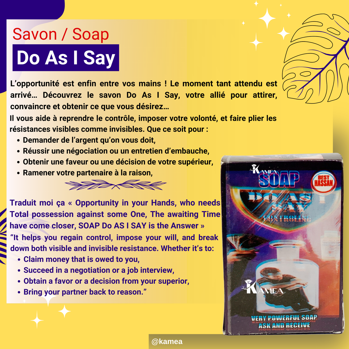 Kit spirituel DO AS I SAY - Fais ce que je dis - Encens + Savon + Parfum 50ml