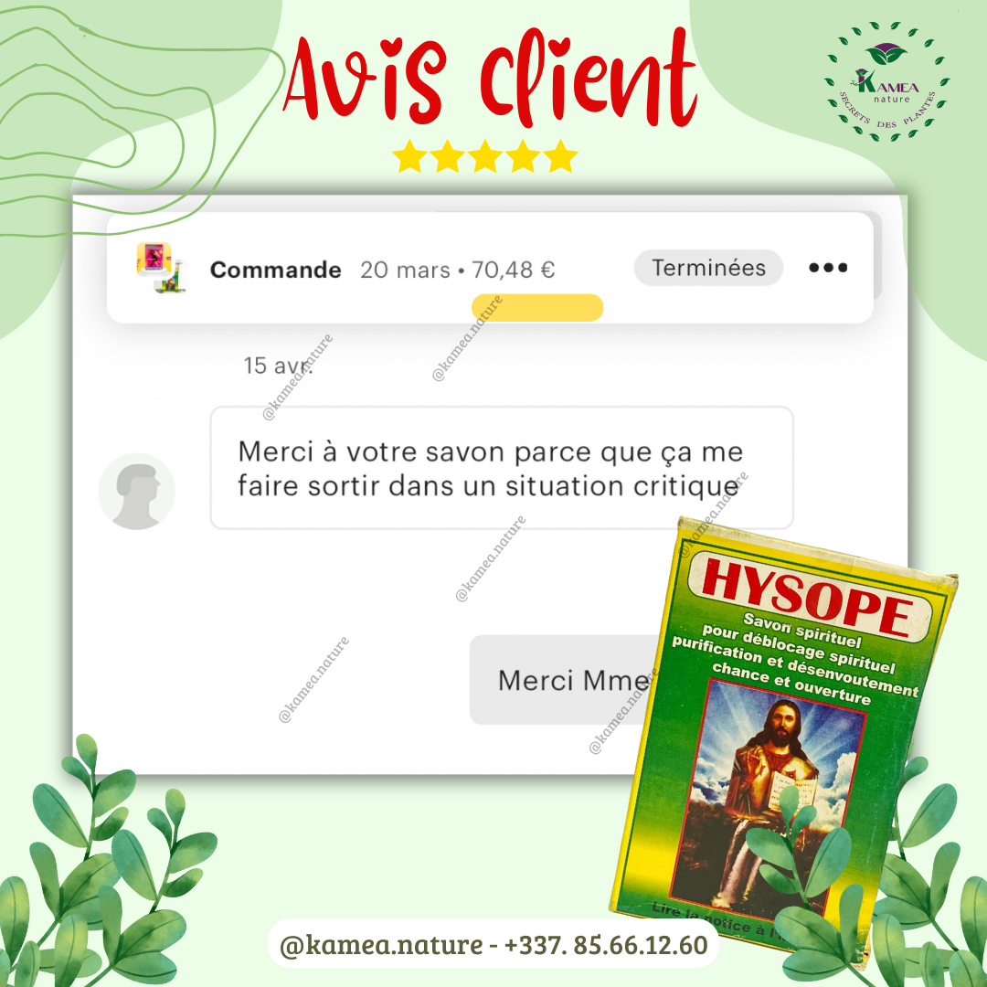 KIT spirituel HYSOPE Savon - Parfum - Huile - Déblocage - purification - chance - ouverture