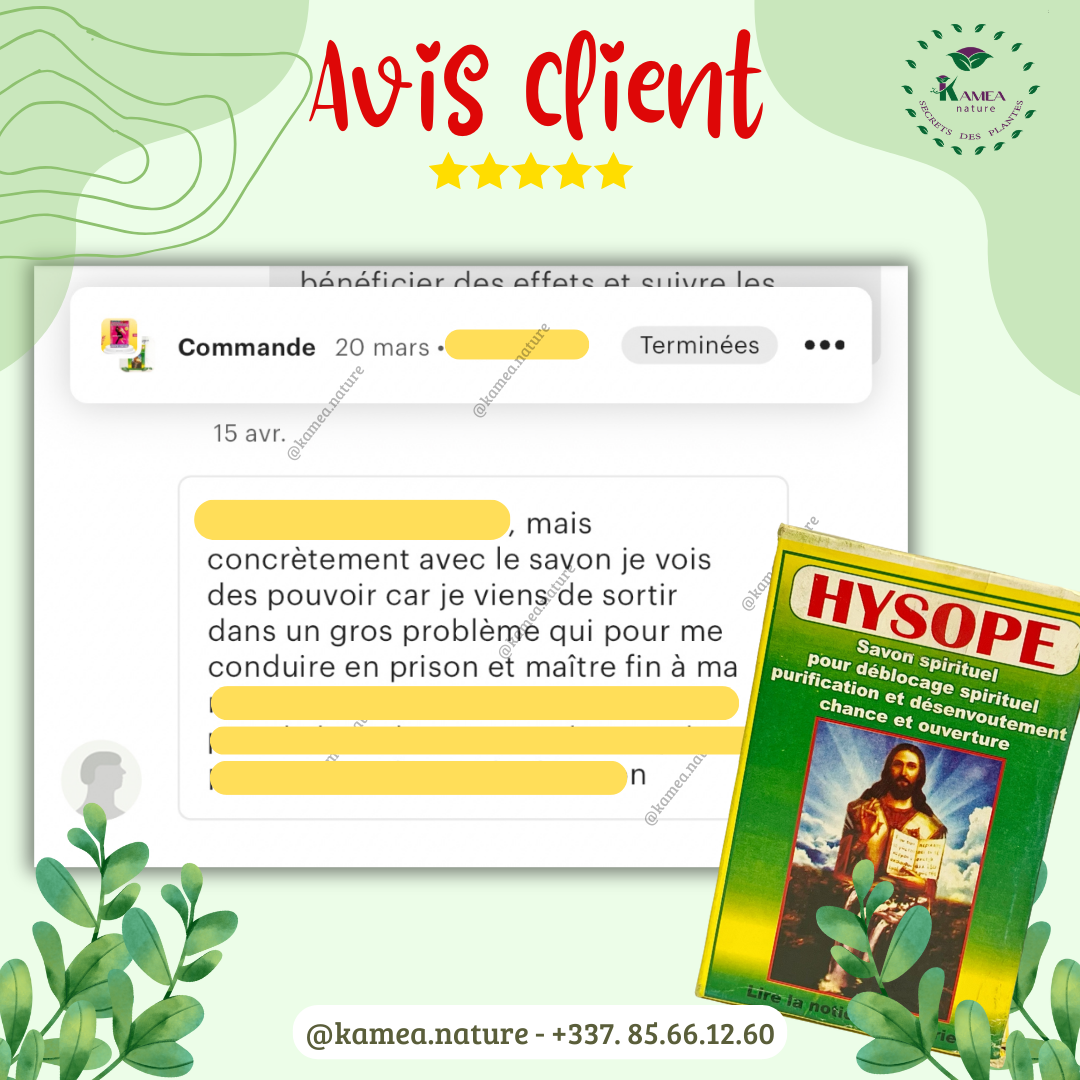KIT spirituel HYSOPE Savon - Parfum - Huile - Déblocage - purification - chance - ouverture