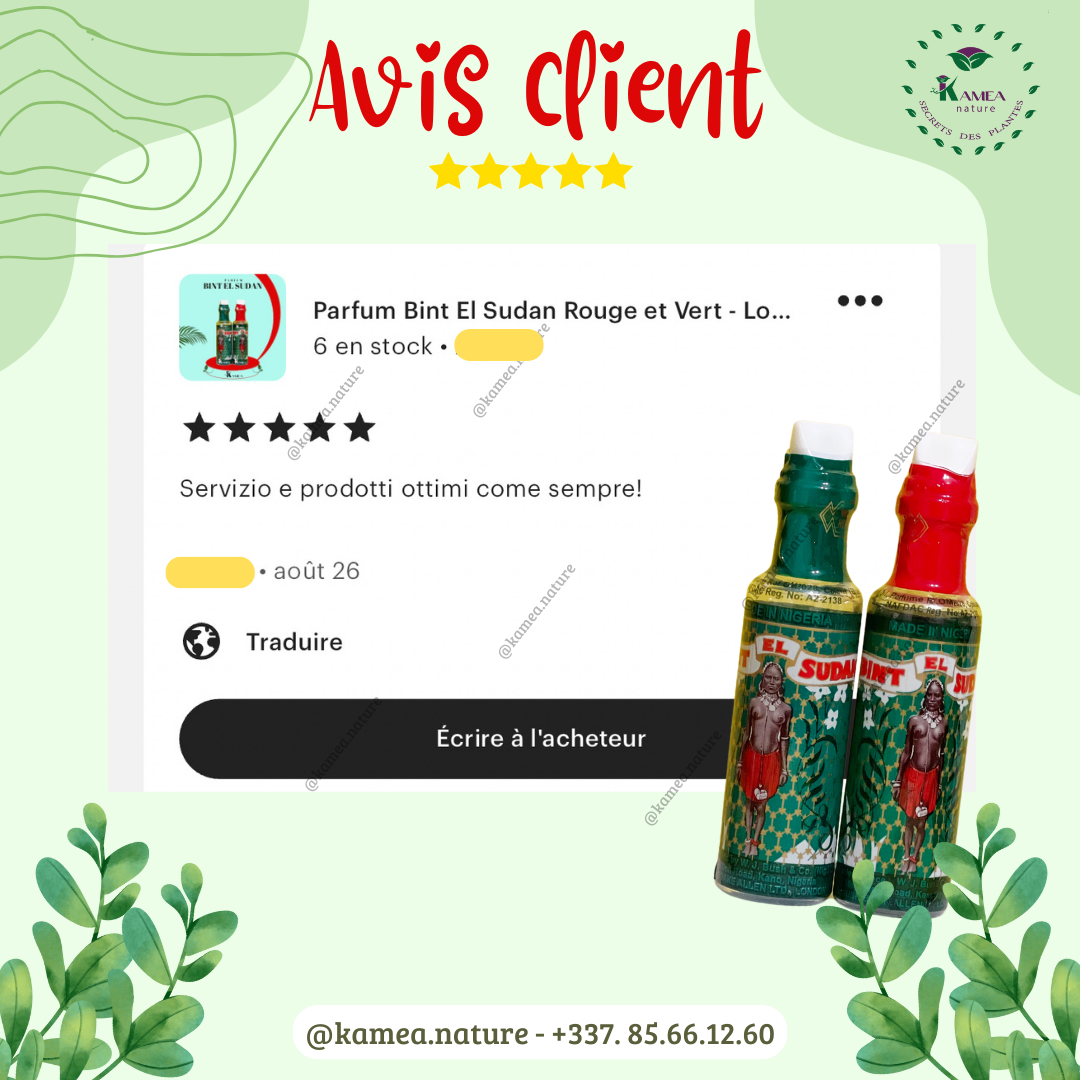Parfum Bint El Sudan Rouge et Vert - Lot de 2 ORIGINAL - Parfum spirituel bintou - pour rituel 45x2 contenu (12ml*2)