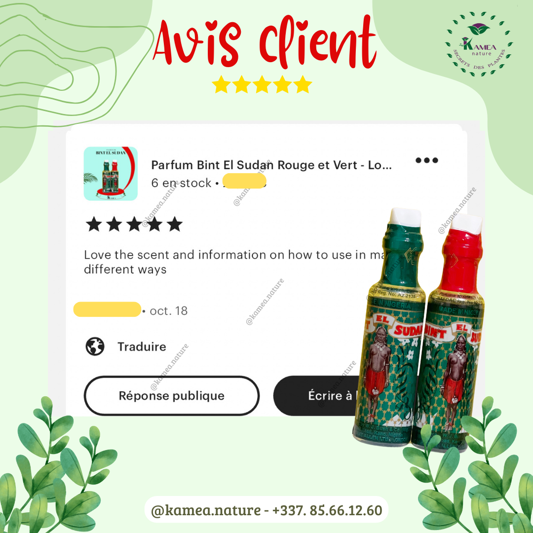 Parfum Bint El Sudan Rouge et Vert - Lot de 2 ORIGINAL - Parfum spirituel bintou - pour rituel 45x2 contenu (12ml*2)