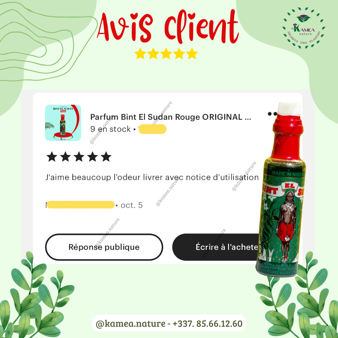 Parfum Bint El Sudan Rouge et Vert - Lot de 2 ORIGINAL - Parfum spirituel bintou - pour rituel 45x2 contenu (12ml*2)