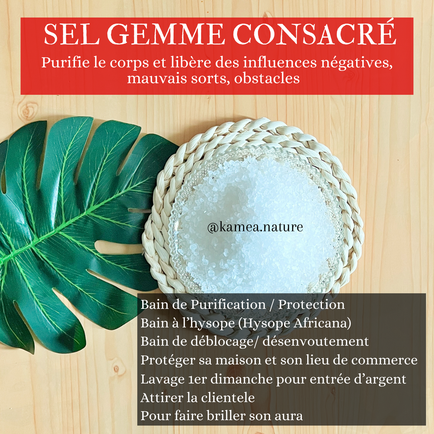 SEL GEMME PUR CONSACRE / purification / protection / chance