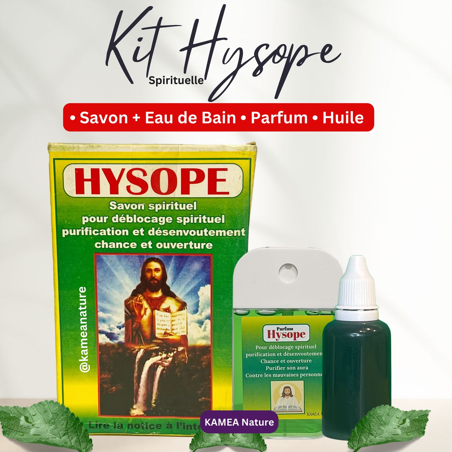 KIT spirituel HYSOPE Savon - Parfum - Huile - Déblocage - purification - chance - ouverture