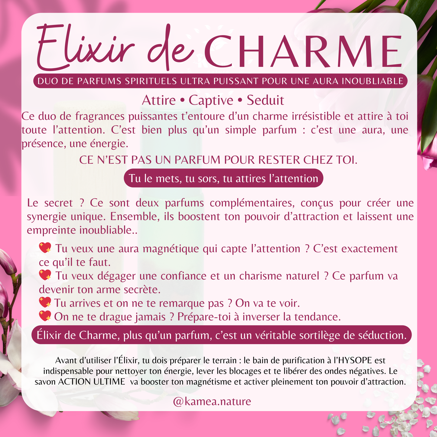 Elixir de charme - Parfum spirituel - puissant attraction