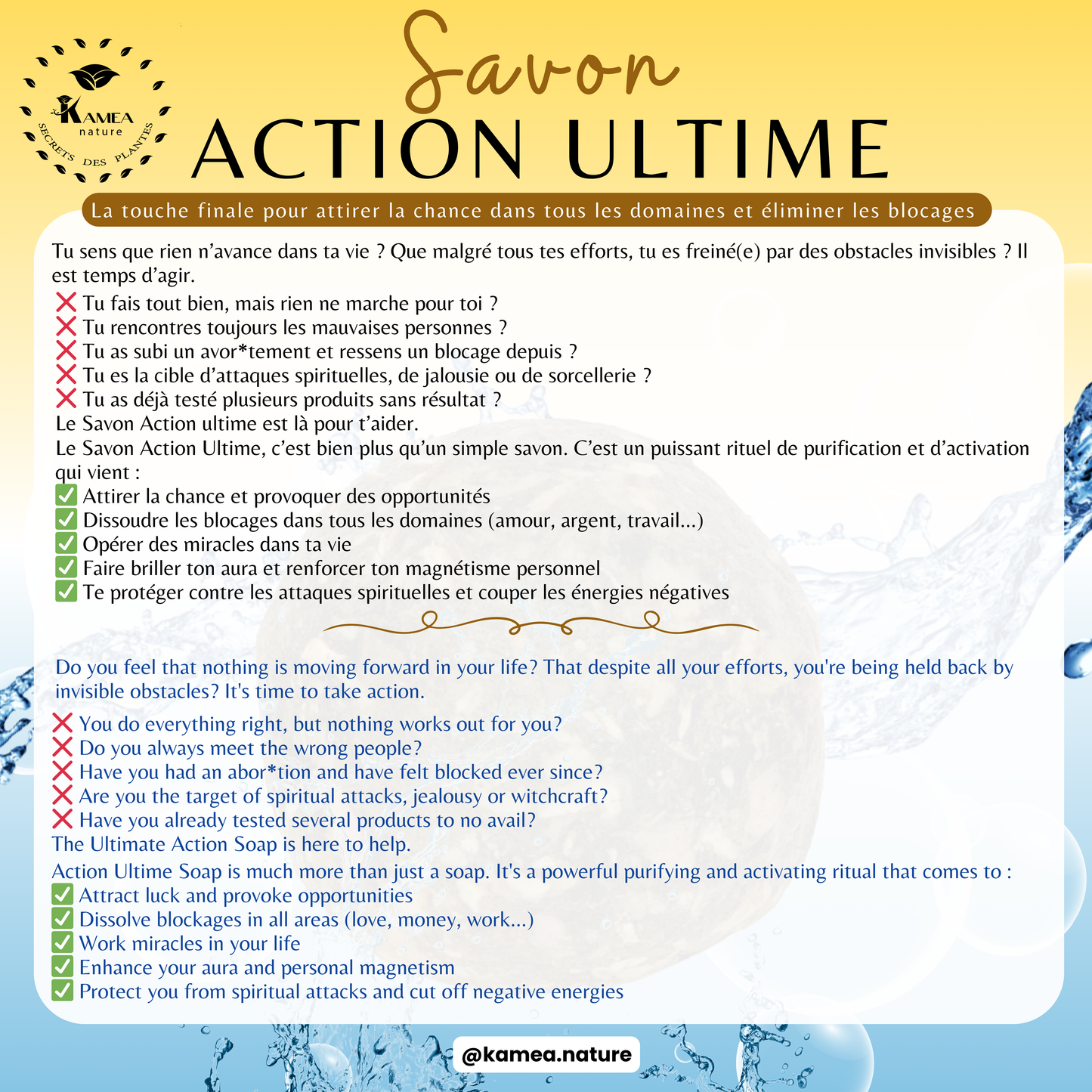 Savon de ACTION ULTIME CHANCE EXTREME- Savon spirituel