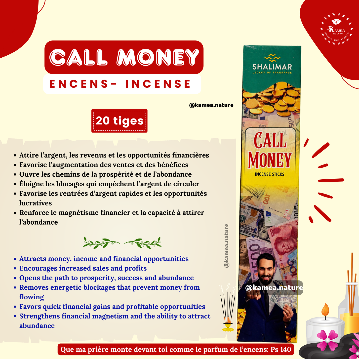 Encens spirituel Call Money - Attire argent