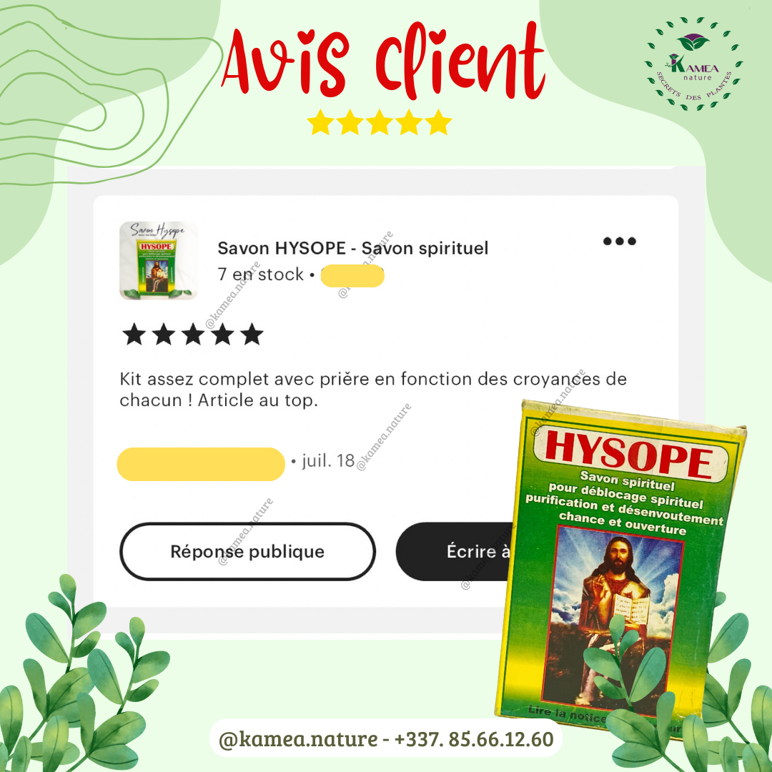 KIT spirituel HYSOPE Savon - Parfum - Huile - Déblocage - purification - chance - ouverture