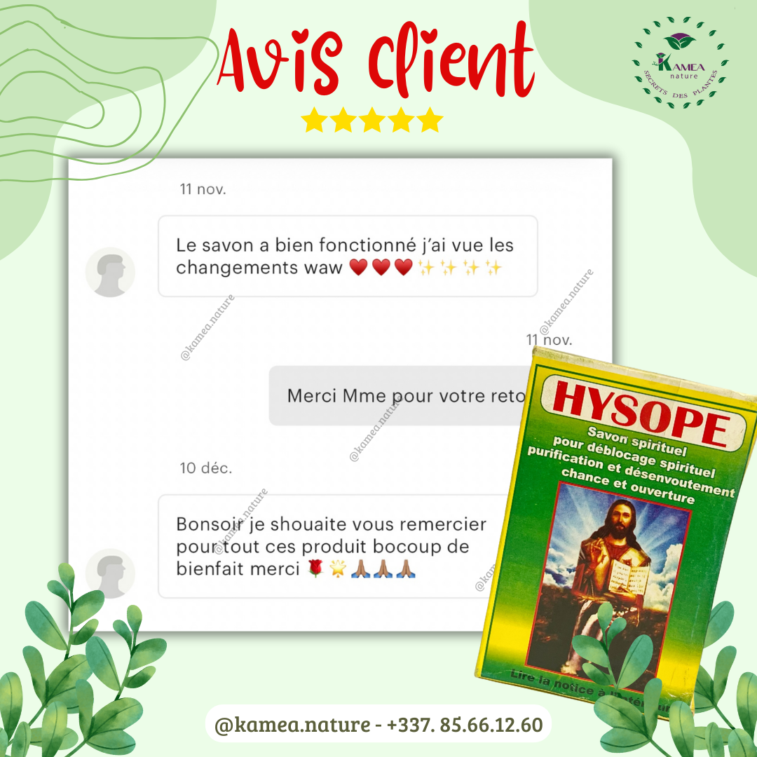 KIT spirituel HYSOPE Savon - Parfum - Huile - Déblocage - purification - chance - ouverture