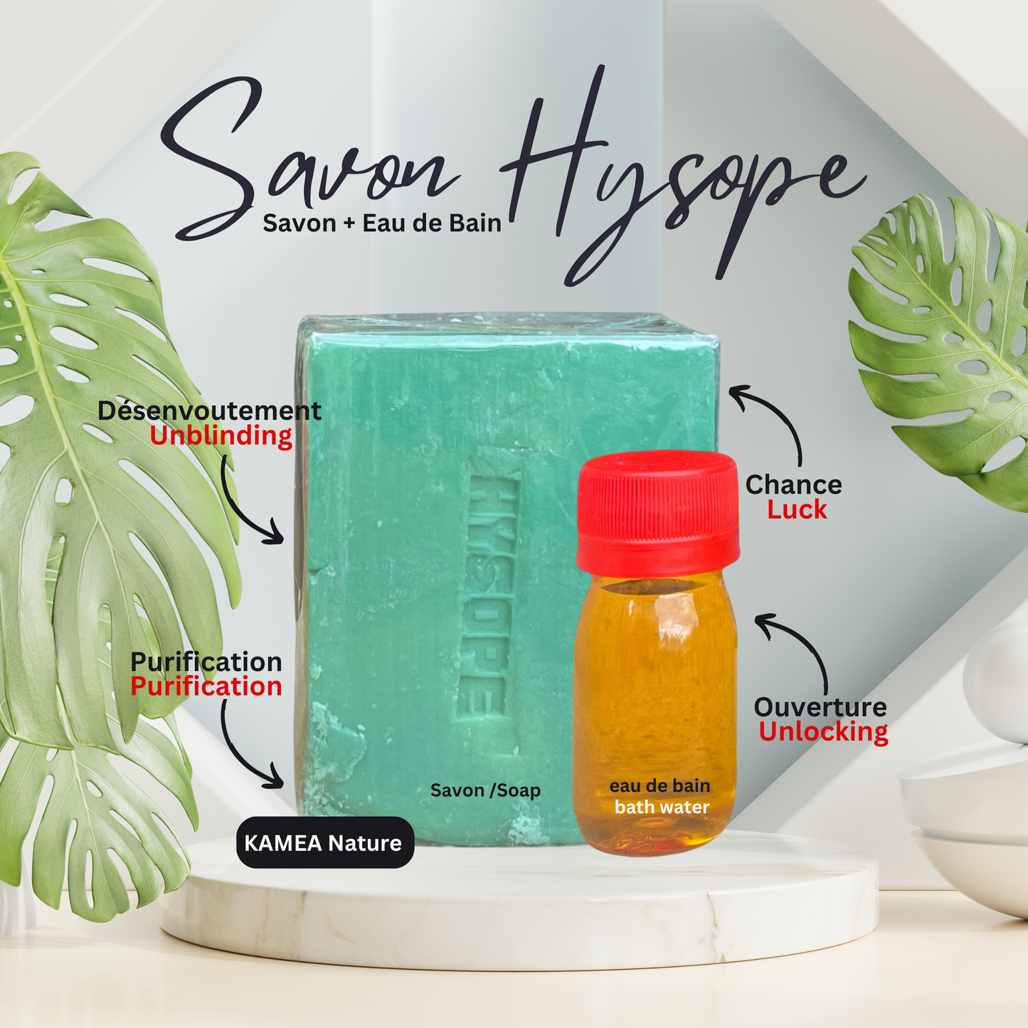 KIT spirituel HYSOPE Savon - Parfum - Huile - Déblocage - purification - chance - ouverture