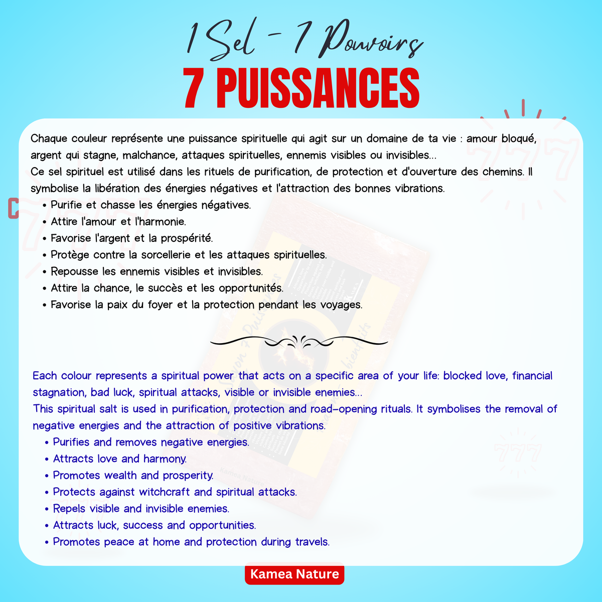 Sel 7 puissances -  chance extrême- Savon spirituel