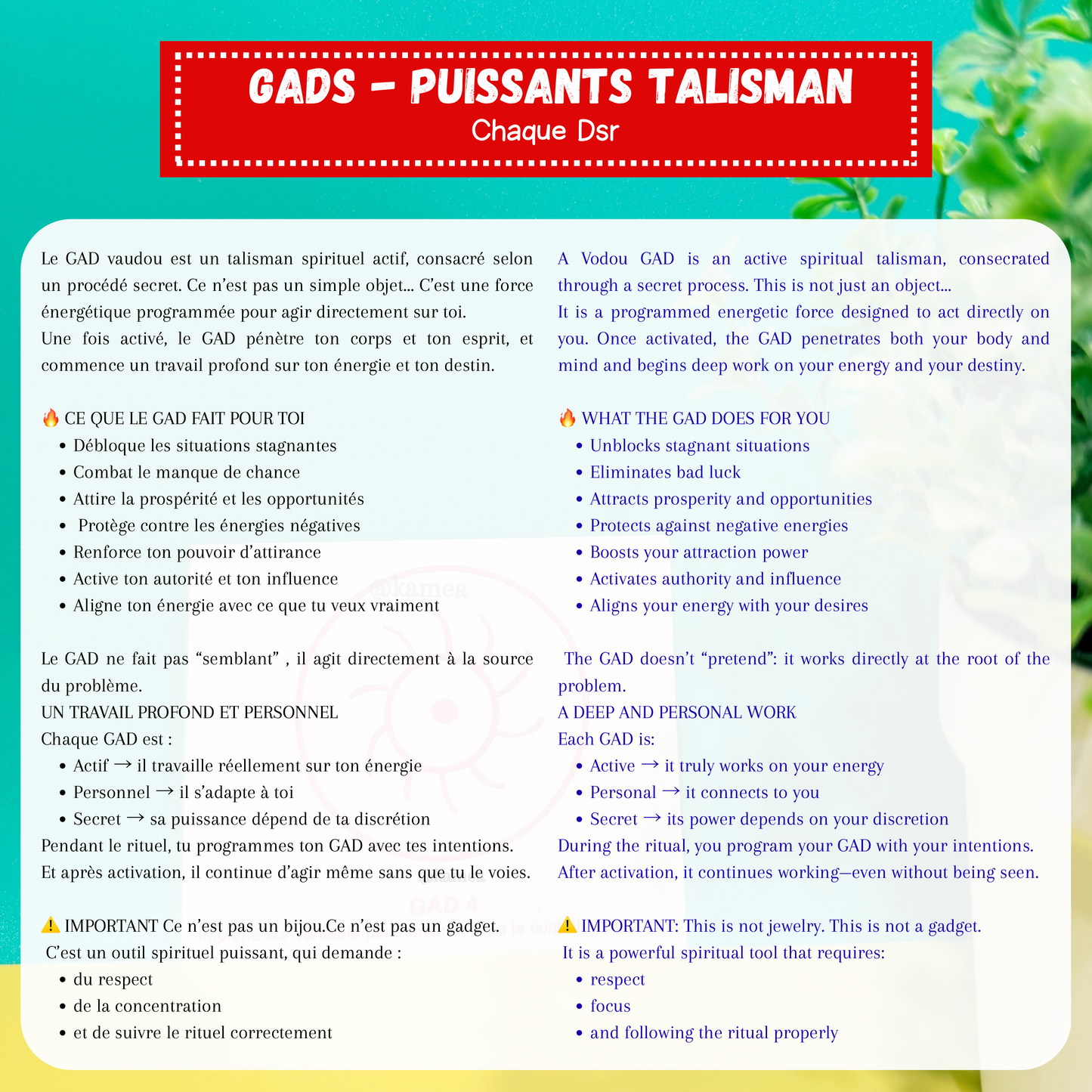 GAD - Puissant Talisman de protection