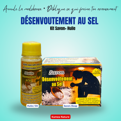 Kit de desenvoutement au sel pour annuler la malchance - savon spirituel + huile spirituelle