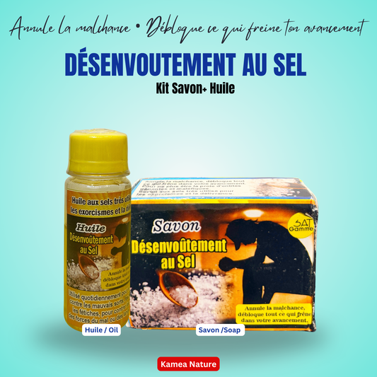Kit de desenvoutement au sel pour annuler la malchance - savon spirituel + huile spirituelle