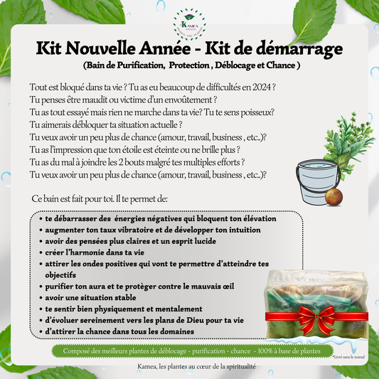 Kit de demarrage ou Kit nouvelle année - Année 2025 prospere- purification - protection -  chance - Deblocage