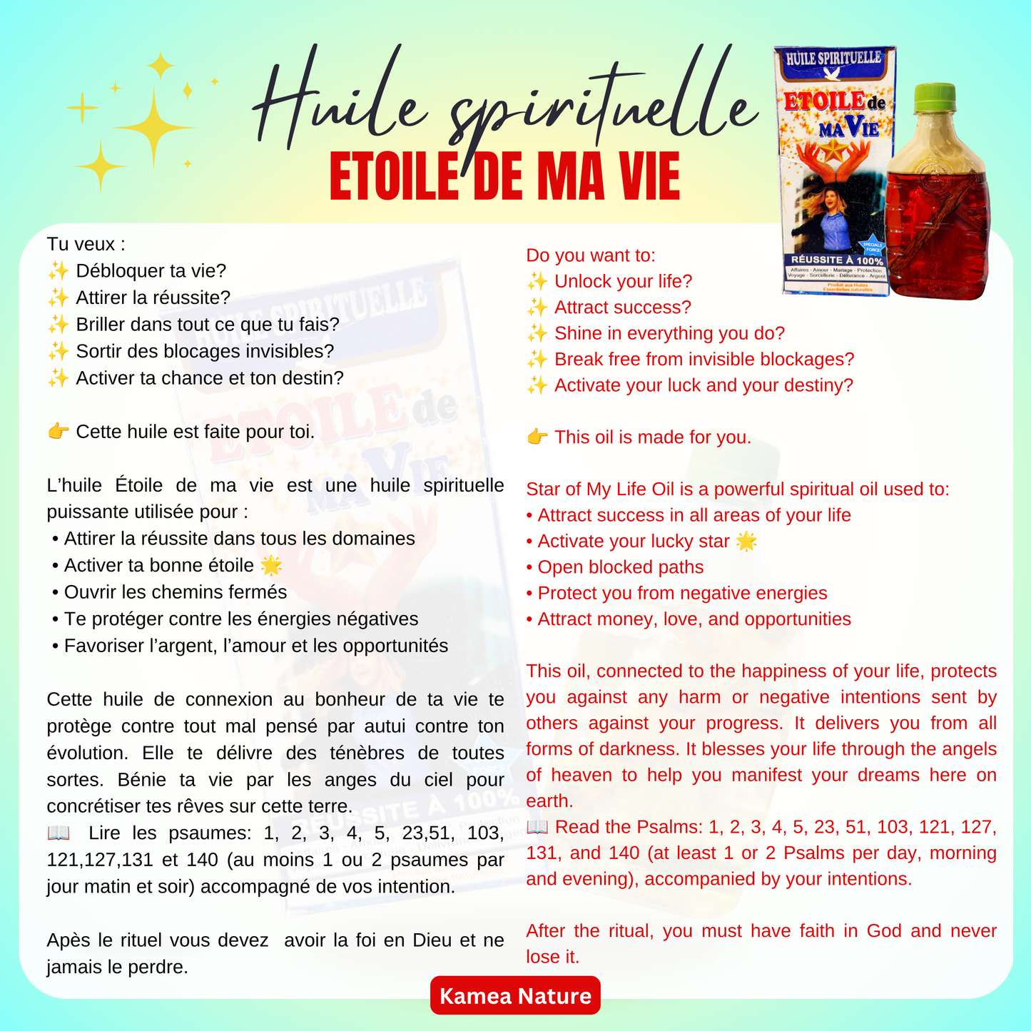 Huile spirituelle ÉTOILE DE MA VIE