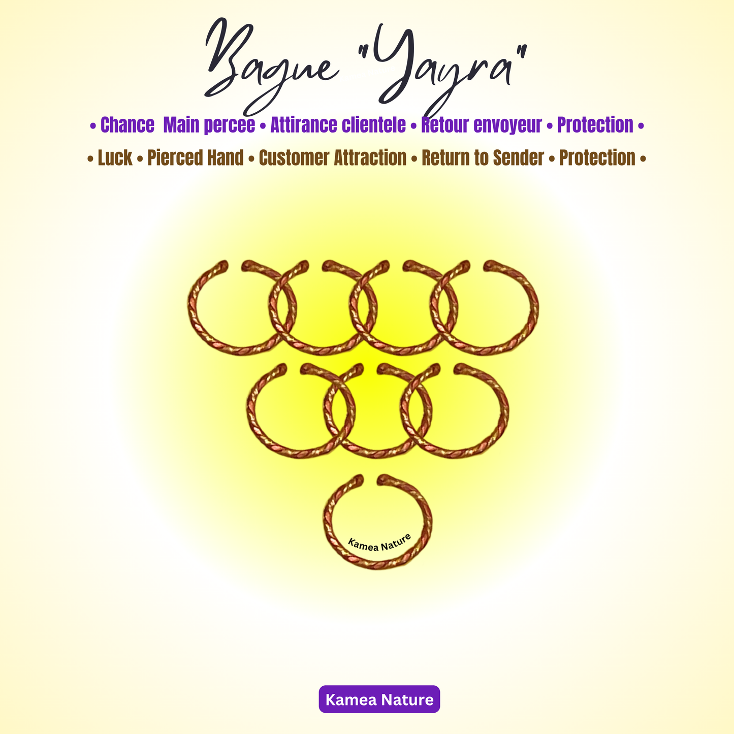 Bague YAYRA - Chance - Main percée - Attirance clientèle - Retour envoyeur - Protection