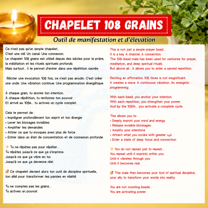 Chapelet 108 grains - Mala - outil de manifestation