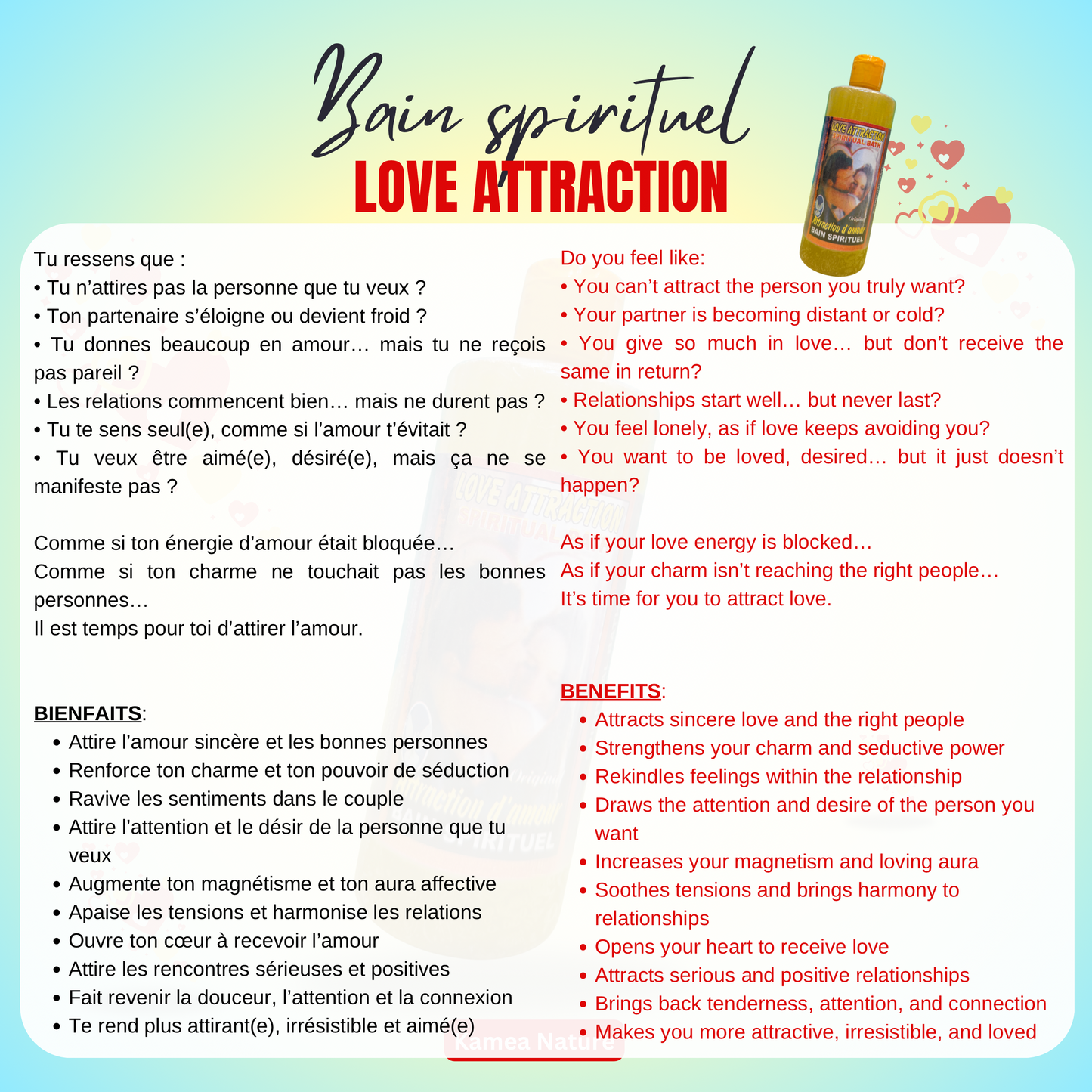 Puissant Bain spirituel LOVE ATTRACTION - bain d’attirance