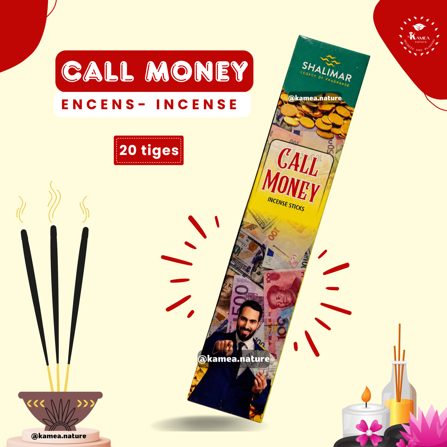 Encens spirituel Call Money - Attire argent