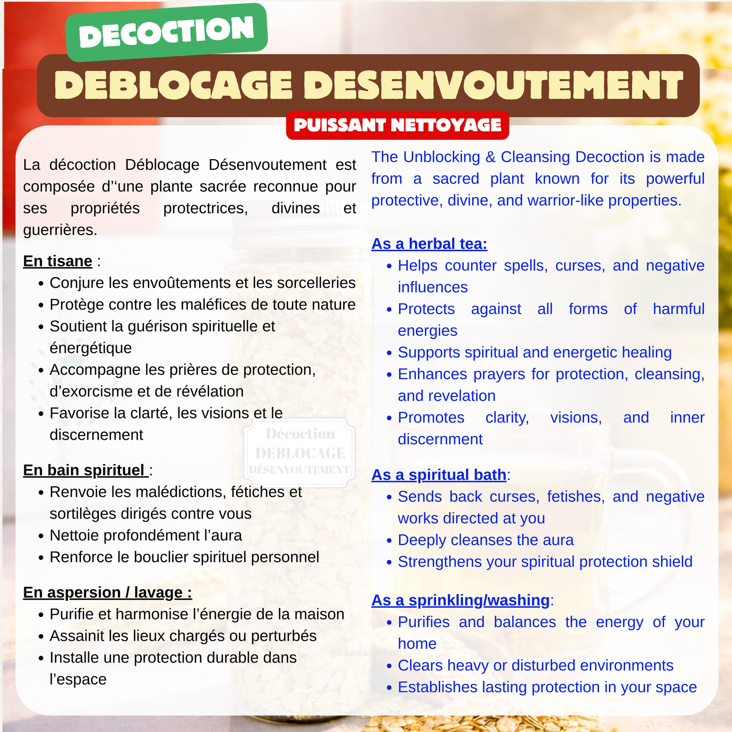 Décoction Déblocage Désenvoutement