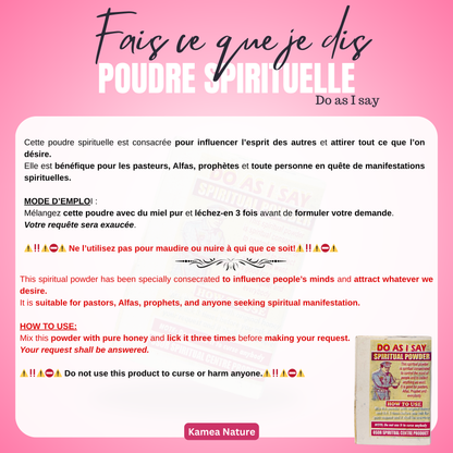 Poudre spirituelle FAIS CE QUE JE DIS