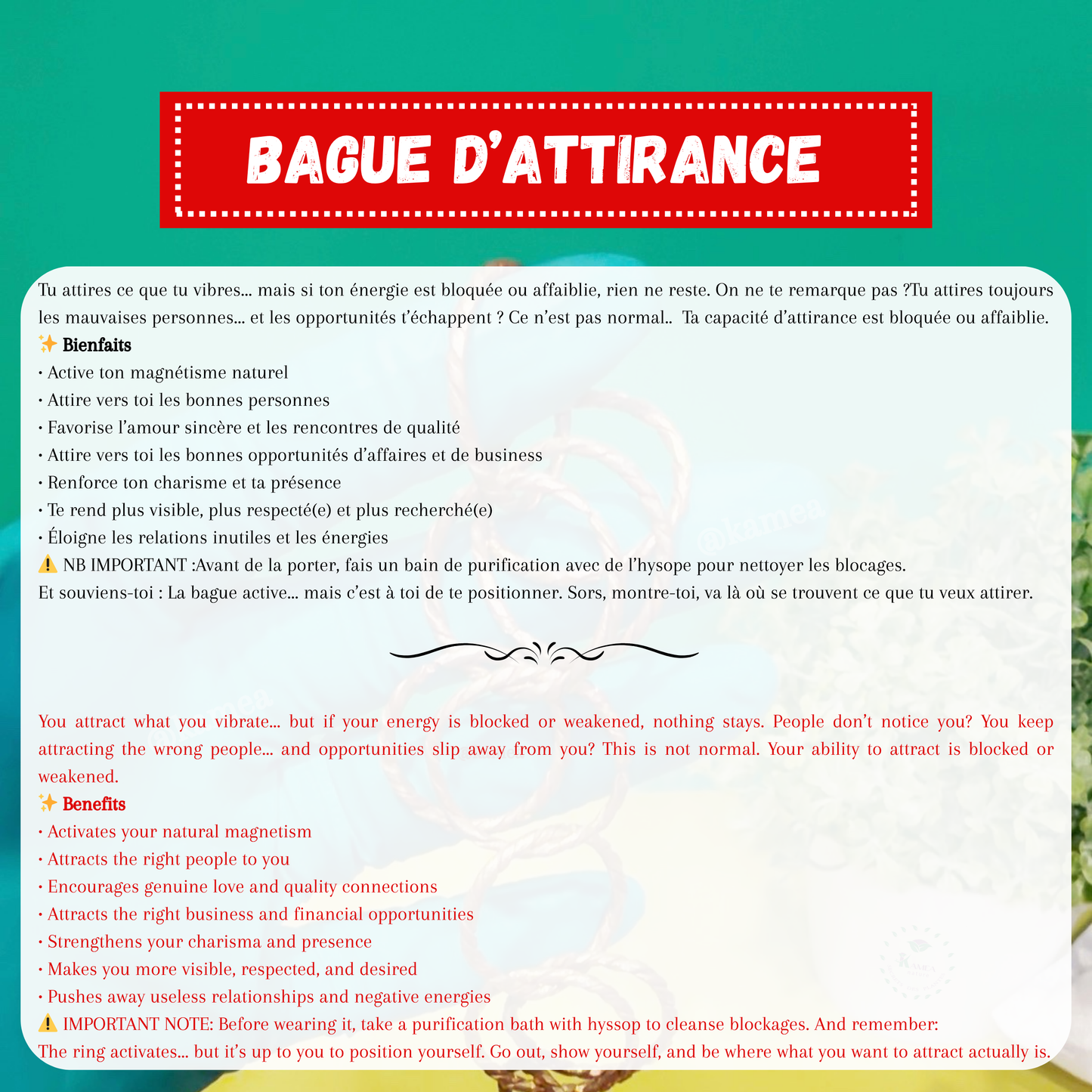 Bague Attirance- Puissant attirance spirituelle