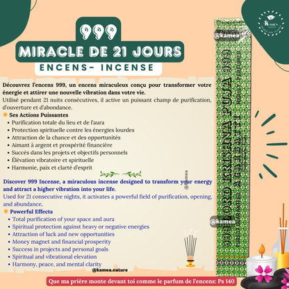 Encens spirituel 999 - Miracle de 21 jours - LORD KRISHNA PUJA