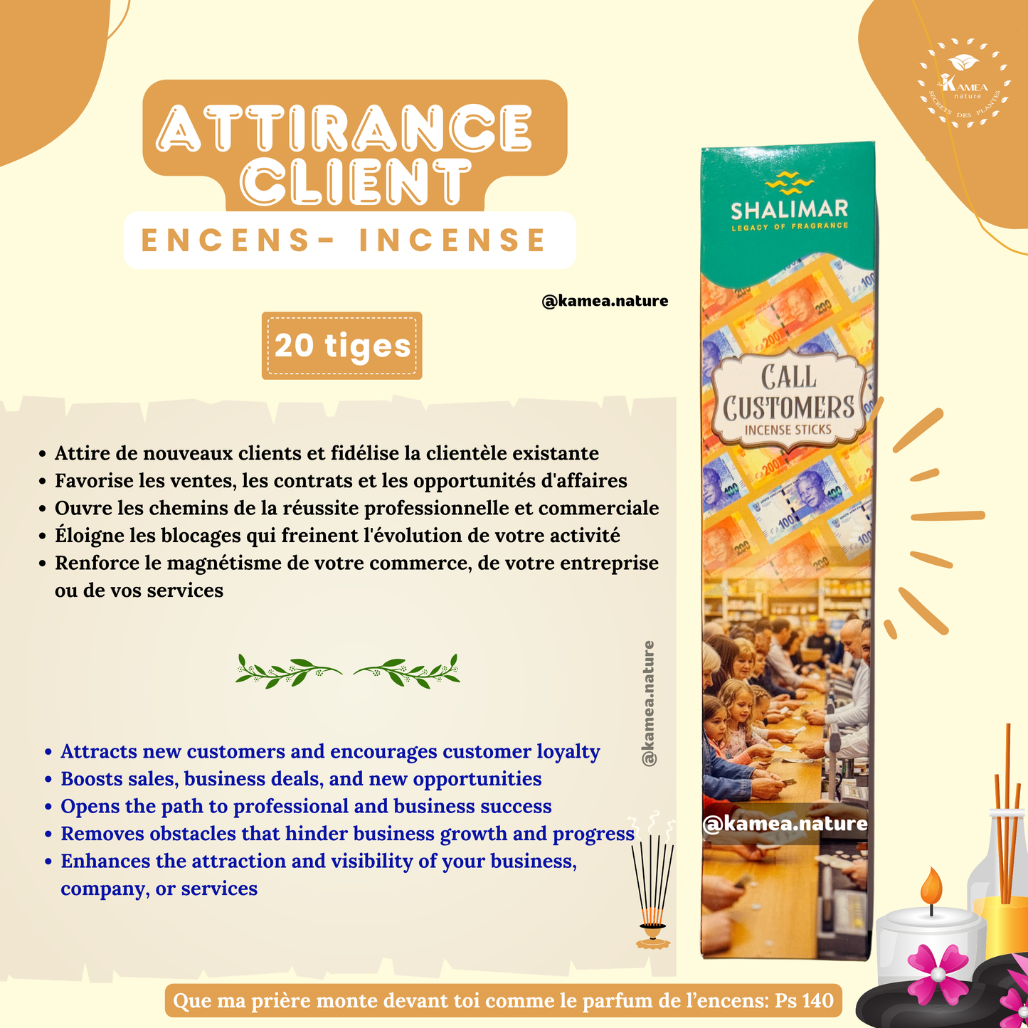 Encens spirituel attirance clientèle - call customer