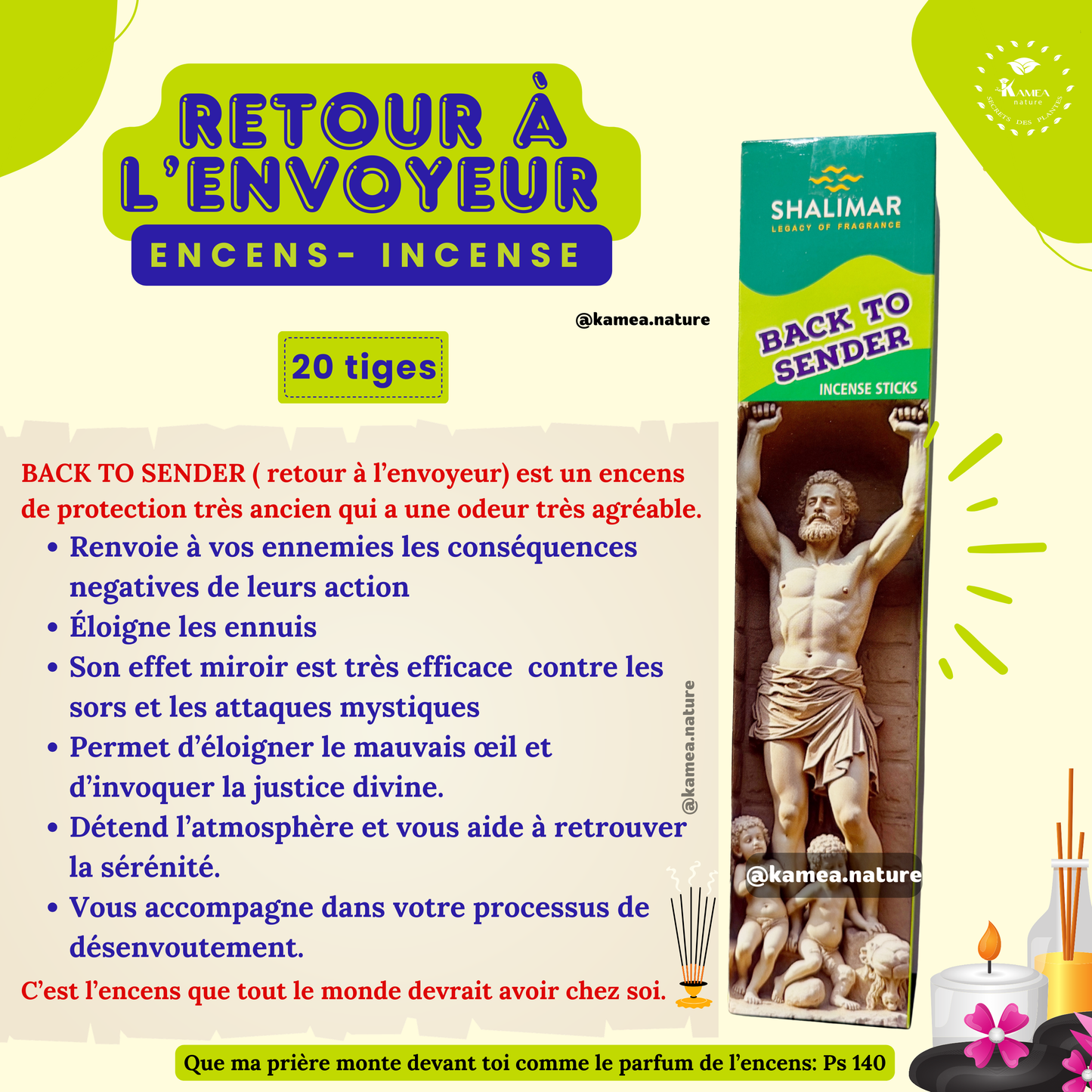 Encens spirituel Back to sender Shalimar - Retour Envoyeur