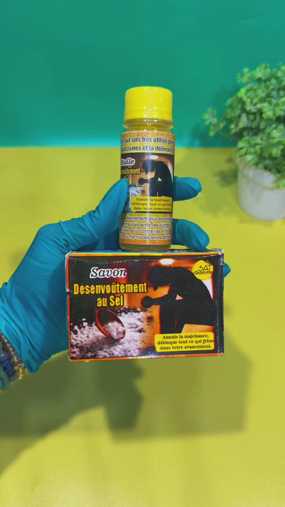 Kit de desenvoutement au sel pour annuler la malchance - savon spirituel + huile spirituelle